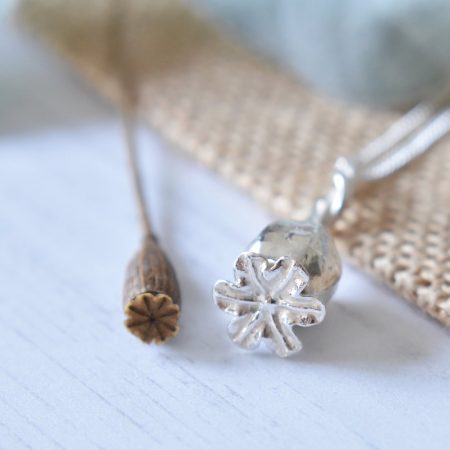 Poppy Seed Head Necklace, Botanical Jewellery