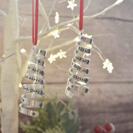 Christmas Twirl Decoration Personalised Sterling Silver