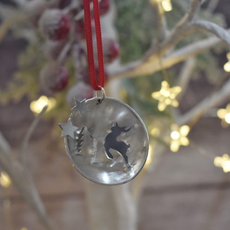 Christmas 3D Scene Dome Tree Decoration Handmade Keepsake Sterling Silver UK Hallmarked