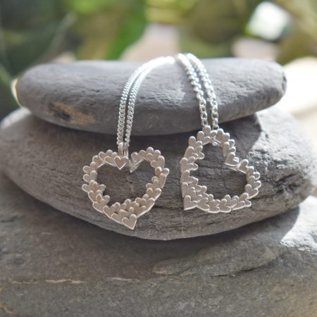 Sterling Silver Multi Layered Heart Necklace ,UK Hallmarked Limited Edition