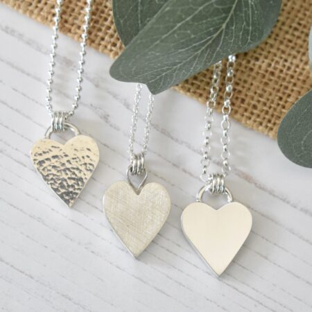 Chunky hammered heavy heart pendant necklace